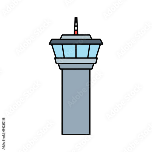 Airport beacon light tower for navigation and aviation safety illustration