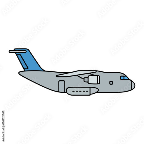 Cargo freighter aircraft logistics transport jet flat vector illustration
