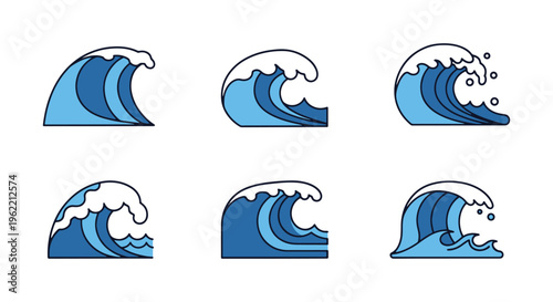 Ocean Water Surge Line art simple abstract modern illustration