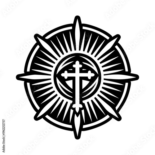 A glyph style icon of religious cross symbol