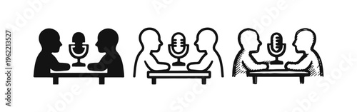 Podcast Interview and Discussion Recording Icon Set