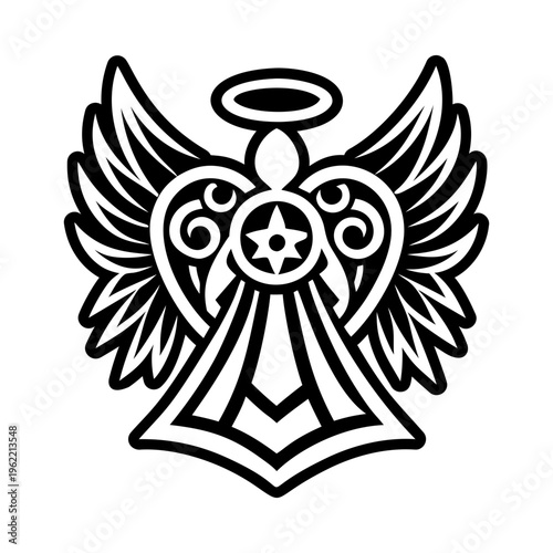 A glyph style icon of holy angel symbol