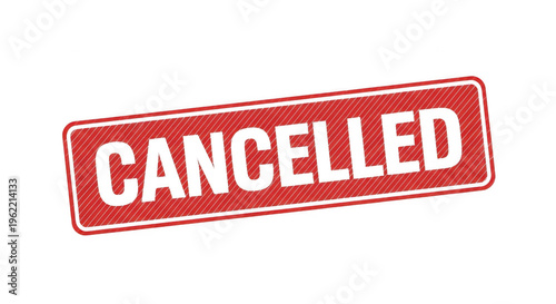 Red rubber stamp with the word cancelled in a rectangular frame isolated png