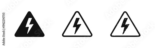 Free Download Lightning Bolt Warning Sign Icon Set. Danger Electricity Symbol in Solid, Outline, and Hand-Drawn Styles. - GFXLoad