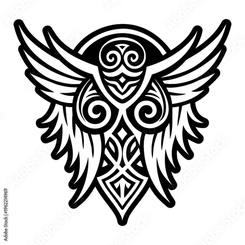A solid style icon of holy wings symbol