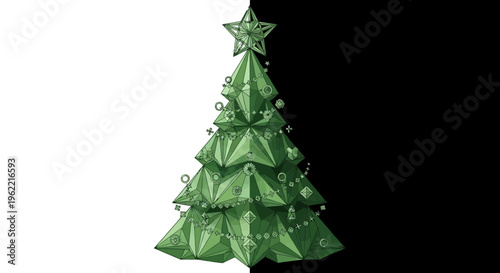 Green Christmas tree made of gift boxes.