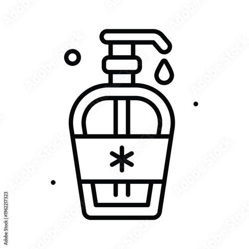 Ready to use line icon showing hand sanitizer hygiene protection