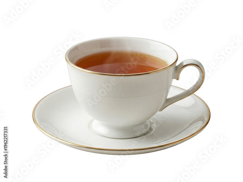 Tea cup PNG isolated white ceramic teacup with saucer for hot beverage serving design