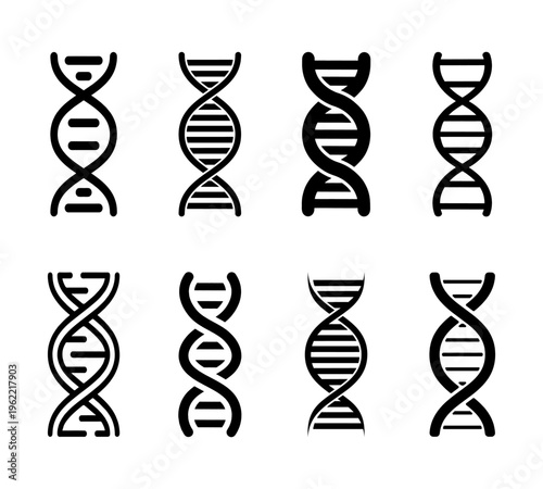 Fotografía black and white dna helix icon set for science design