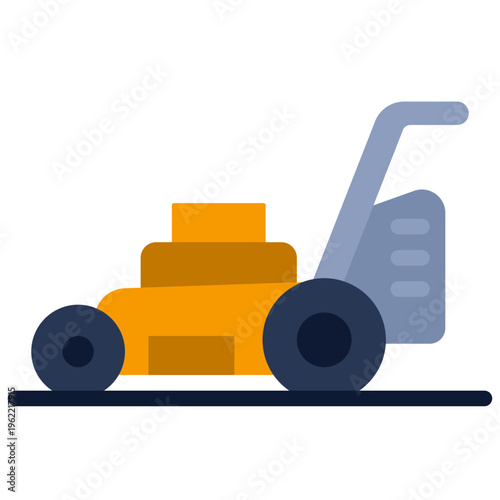 Flat Design drawing of a lawn mower machine icon
