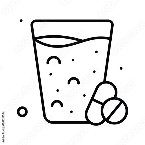 Well designed line icon representing taking medicine dosage process