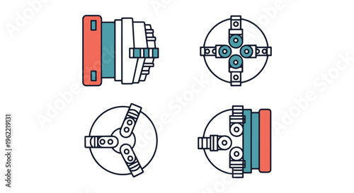Lathe Chuck Line art vector simple illustration
