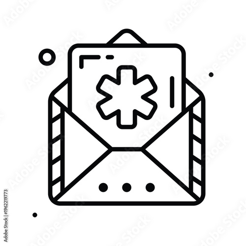 Visually engaging line icon showing medical mail healthcare communication