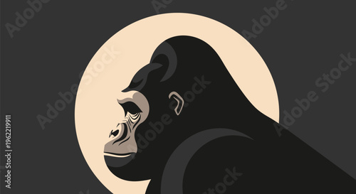 Majestic Gorilla Profile Against a Muted Background.