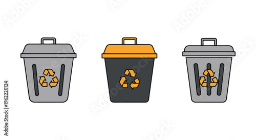 Metal recycle bin Line art abstract simple pattern illustration