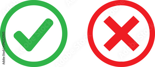 Green check mark and red cross symbol indicating approval and disapproval Vector