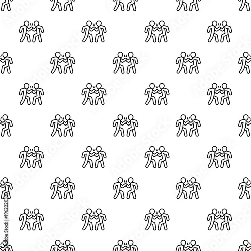 People icons symbolizing handshake, wrestling, or a struggle repeating in a seamless pattern