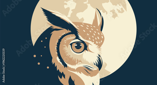 Majestic great horned owl with intense gaze.