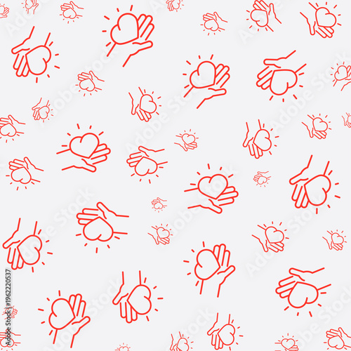 Hand with heart artful useful trendy stylish design vector Illustration gorgeous colorful background