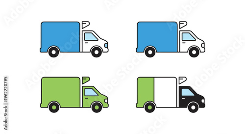 Refrigerated Van Line art simple color shapes vector