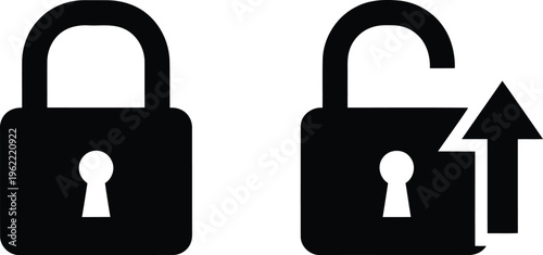 Visual representation of locked and unlocked padlocks indicating security status changes Vector