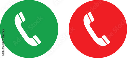 Green and red circular icons representing call or communication statuses Vector