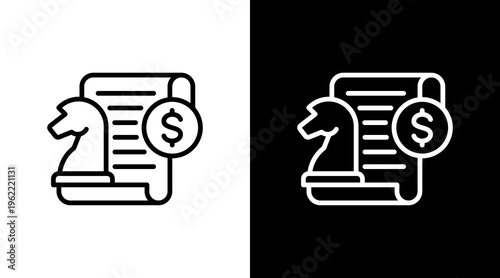 Financial Strategy White Icon Set Design