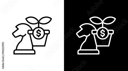 Investment Strategy White Icon Set Design