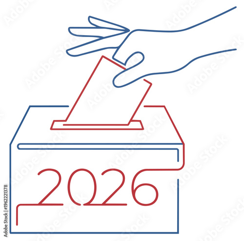 US Midterm Elections 2026 Vote Logo with Ballot Box Icon Patriotic Vector Design