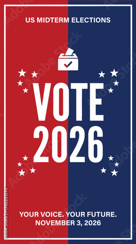 US Midterm Elections 2026 Starburst Vote Poster Patriotic Campaign Design