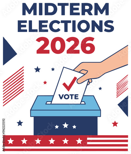 US Midterm Elections 2026 Modern Vote Poster Clean American Campaign Design