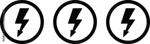 Free Download Three icons depicting electrical symbols with lightning bolt inside a circle Vector - GFXLoad