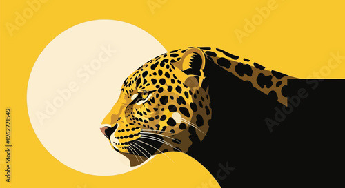 Majestic Leopard Profile with Intense Gaze.