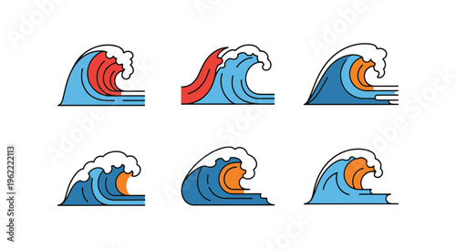 River Surge Line art vector minimal abstract color design