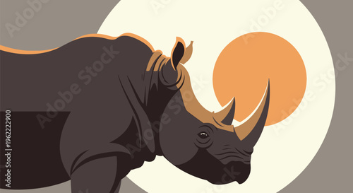 Majestic Rhinoceros Profile Illustration.