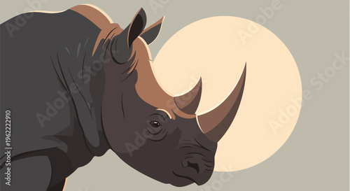 Majestic Rhinoceros Profile Against a Softly Lit Background.