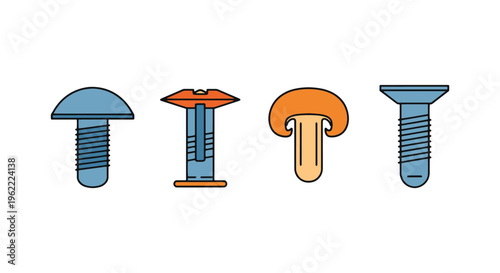 Rivets Line art vector set minimal shapes