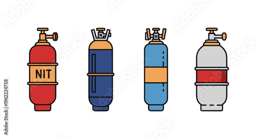 Nitrogen Cylinder Line art modern abstract colorful shapes