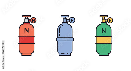 Nitrogen Cylinder Line art simple abstract illustration vector