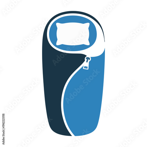 blue sleeping bag camping icon