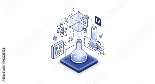 Conceptual illustration of scientific research and laboratory experimentation for design assets