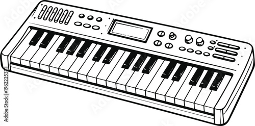 Electronic Keyboard Line Art – Musical Instrument Illustration