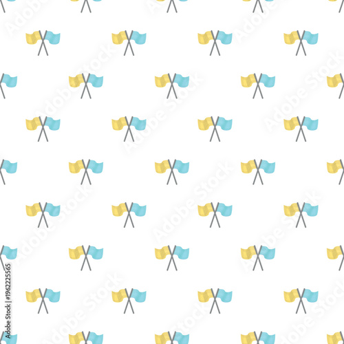 Seamless pattern featuring crossed yellow and blue semaphore flags for communication