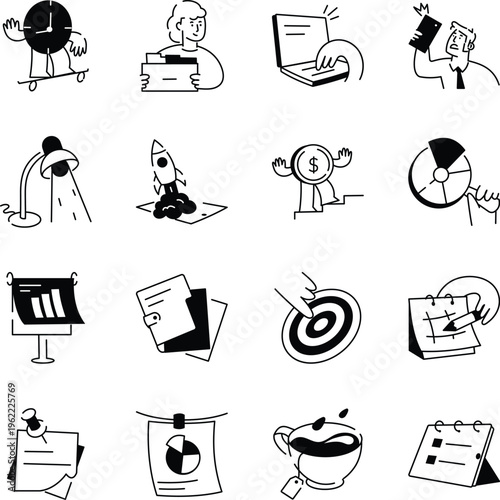Collection of Hand Drawn Productivity Illustrations 

