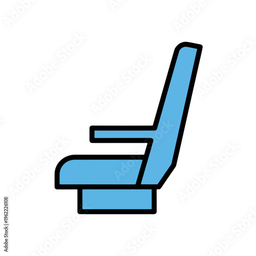 Airplane passenger seat blue cabin chair interior seating illustration