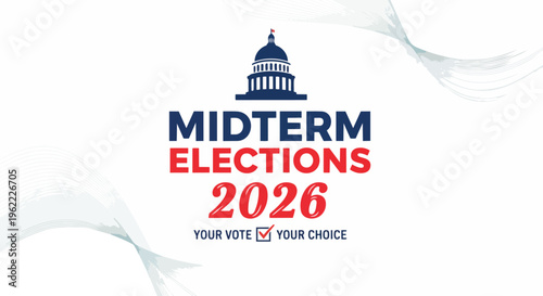 Stylized graphic with United States Capitol Building, with election call-to-action text, ideal for political campaigns, voter awareness and news articles.
