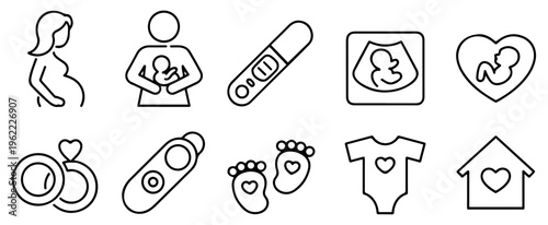 pregnancy baby parenting maternity icon set