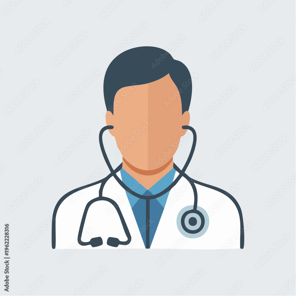 Fototapeta premium Outline icon of a doctor with stethoscope, minimal design, professional healthcare theme