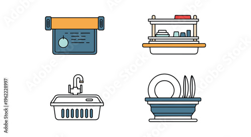Sink Drying Rack Line art simple clean shapes vector