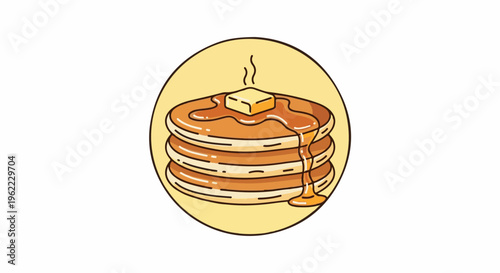 A stack of fluffy pancakes with melting butter and syrup